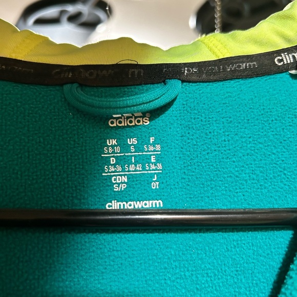 Adidas Teal and Neon Yellow Zip Up Sweatshirt - Picture 5 of 6
